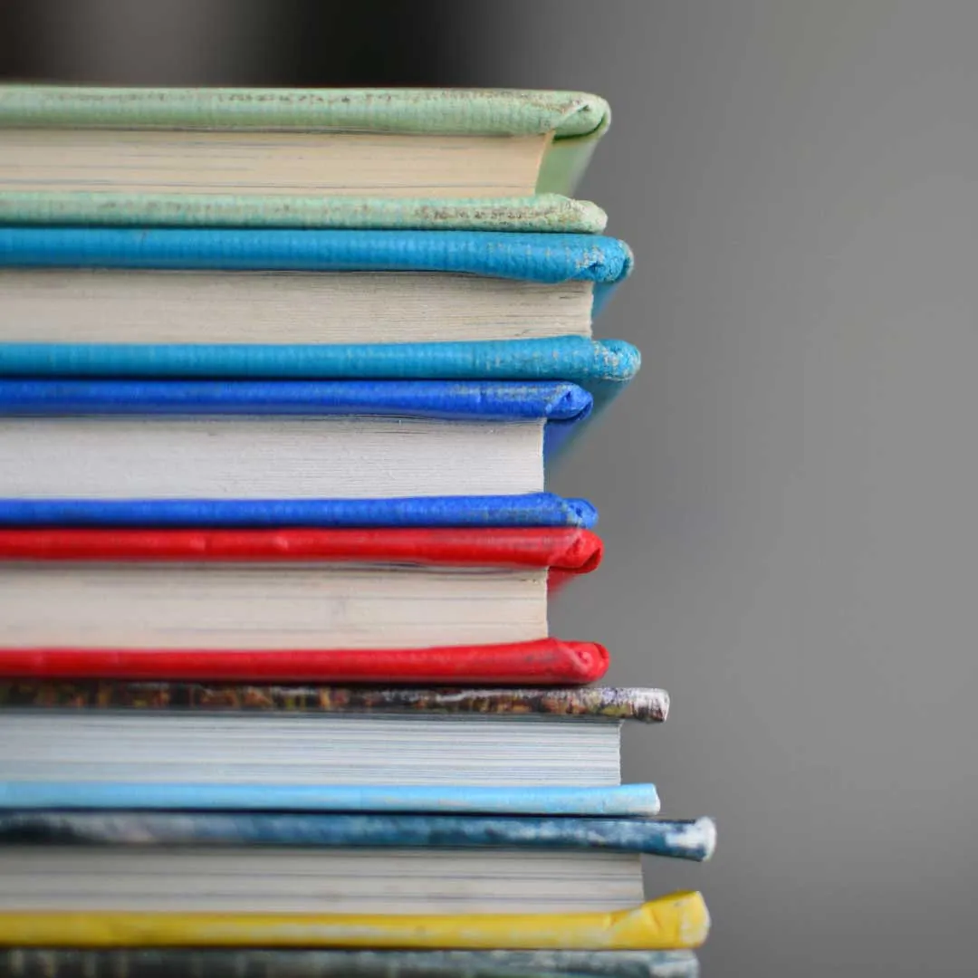 A stack of colorful books